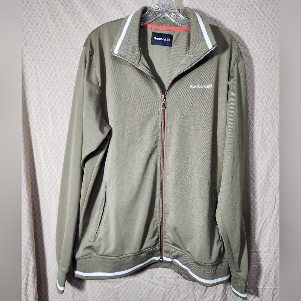 Reebok Classic Originals Olive Green Full Zip Track Jacket Men's Large Like New